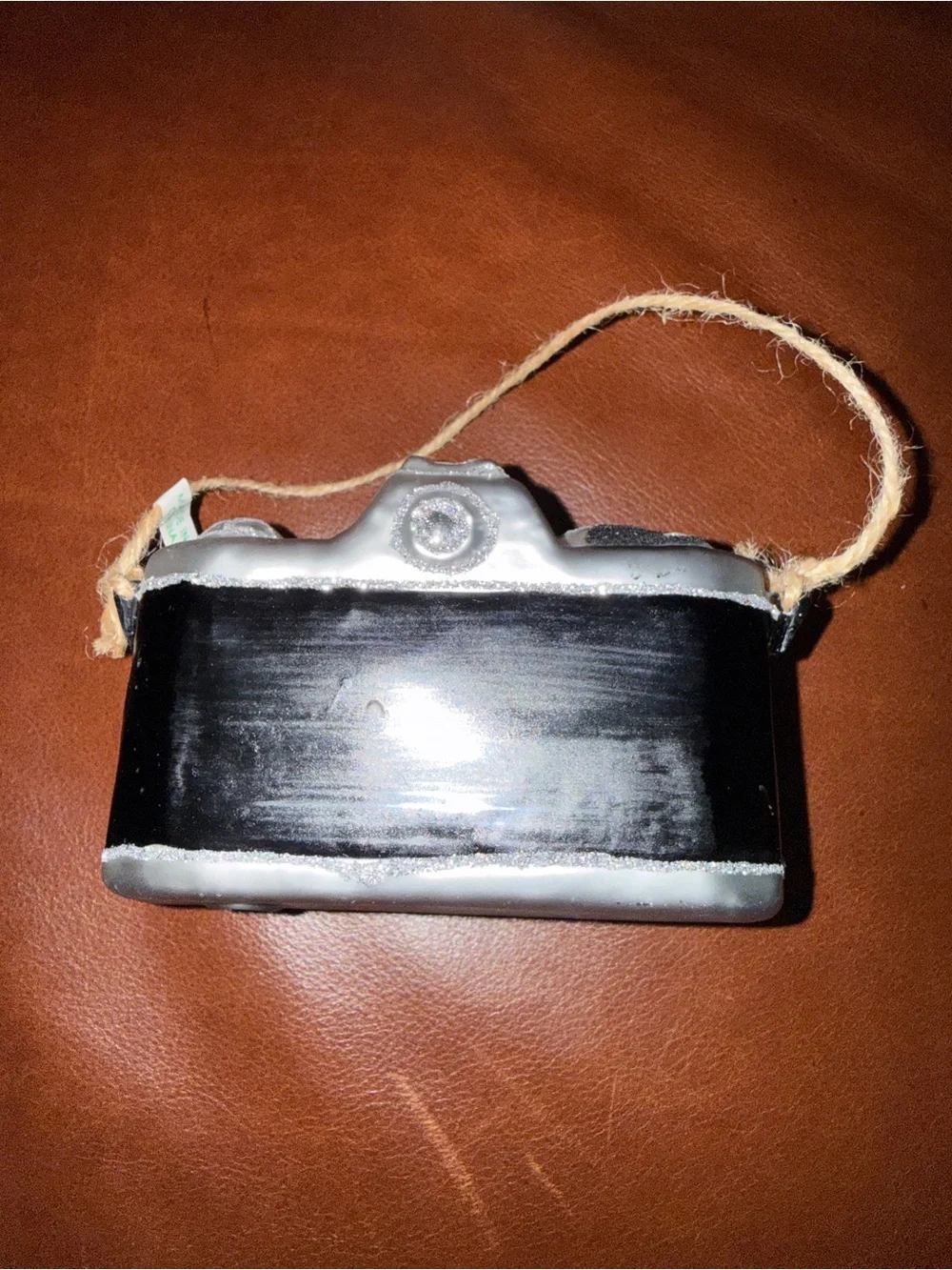 Vintage-Style Decorative Camera Ornament - Black and Silver